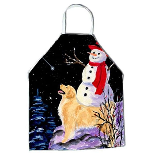 Carolines Treasures Carolines Treasures SS8579APRON Golden Retriever with Snowman in red Hat Apron - 27 x 31 in. SS8579APRON - main